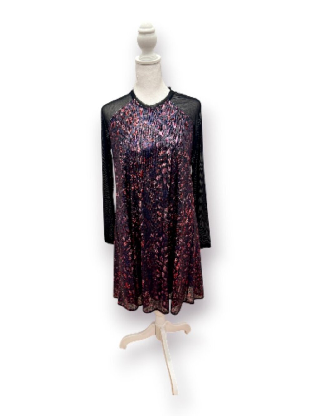 RACHEL Rachel Roy Sequin Mesh Long Sleeve Shift Mini Dress XS NWOT